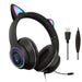 AKZ-023 Cat Ear Headset - Wired USB 7.1 Channel Stereo Sound, RGB Luminous Gaming Headphone with Noise-canceling Mic & Sound Card - Perfect for PC Gamers - Shopsta EU