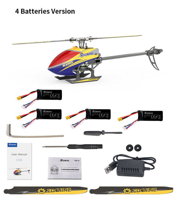 Eachine E150 2.4G 6CH - 6-Axis Gyro 3D6G Dual Brushless Direct Drive Motor Flybarless RC Helicopter - BNF Compatible with FUTABA S-FHSS for Enthusiasts - Shopsta EU