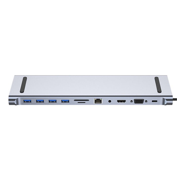 Mechzone BYL-2003 Docking Station - 11-in-1 Type-C USB Hub with USB 2.0, USB 3.0, PD 100W, 4K HDMI, 1080P VGA, RJ45 Gigabit LAN, 3.5mm AUX, and TF/SD Card Reader - Ideal for Macbook Air/Pro and HUAWEI Laptops - Shopsta EU