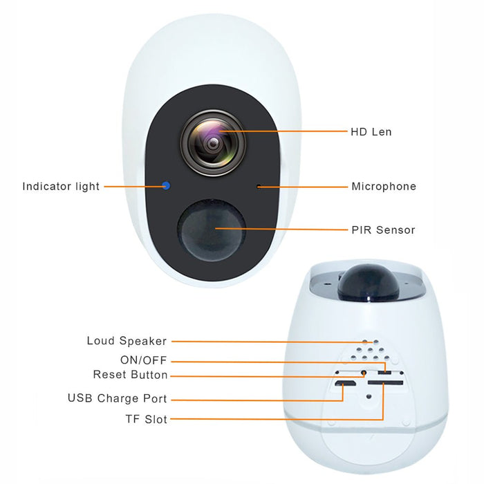 Pripaso 1080P Wireless Camera - IP CCTV Outdoor/Indoor, Waterproof, Rechargeable, Home Security - Perfect for Monitoring and Safety Needs - Shopsta EU