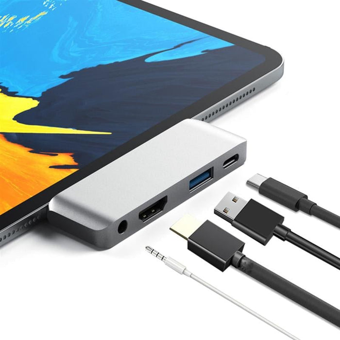 USB Type-C Hub Adapter - USB-C PD Charging, USB 3.0, 3.5mm Headphone Jack, HDMI - Ideal for iPad Pro Tablets - Shopsta EU